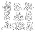 Vector Illustration of a Cute Cartoon Character Panda for you Design and Computer Game. Coloring Book Outline Set Royalty Free Stock Photo